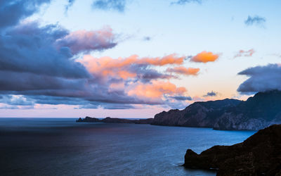 Scenic view of sea against sky during sunset