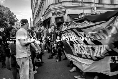 People on street in city