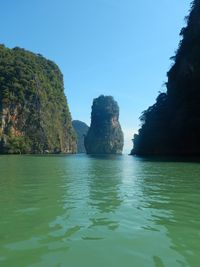 Scenic view of sea against clear sky