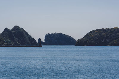 Scenic view of sea against clear sky