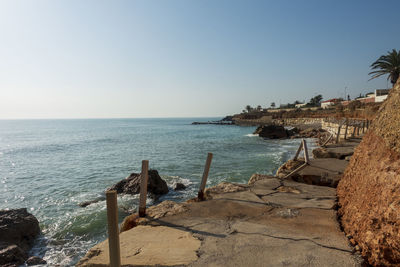 Scenic view of sea against clear sky