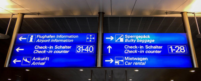 Information sign at airport