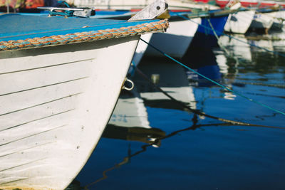Close-up of fishing boat in sea