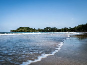 Scenic view of sea against clear sky