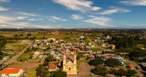 High angle view of townscape against sky