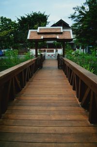 View of wooden bridge