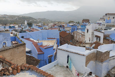 High angle view of townscape against sky