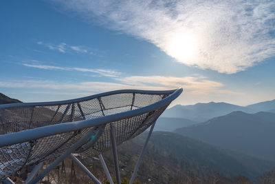 View of mountain range against cloudy sky