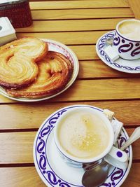 Cappuccino served on table