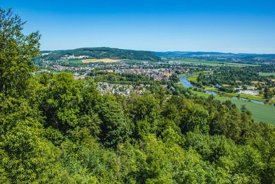 High angle view of townscape against sky