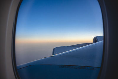 View of sky seen through airplane window