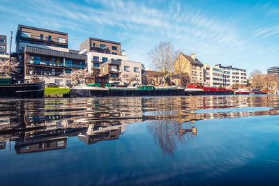 Prevalaye quay and barges on vilaine river in rennes, brittany, france