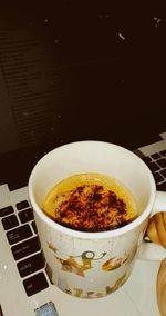 High angle view of coffee on table