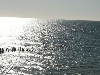 Scenic view of sea against clear sky