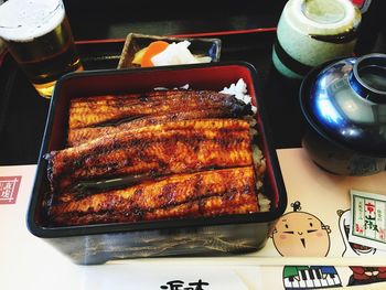 Close-up of food on table