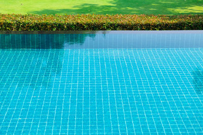 High angle view of food on swimming pool