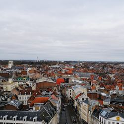 High angle view of cityscape against sky