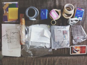 Close-up of objects on table