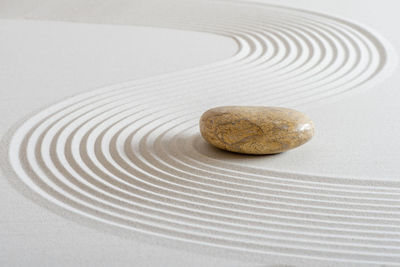 Japanese zen garden with stone in sand