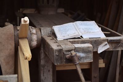 Close-up of open book on table