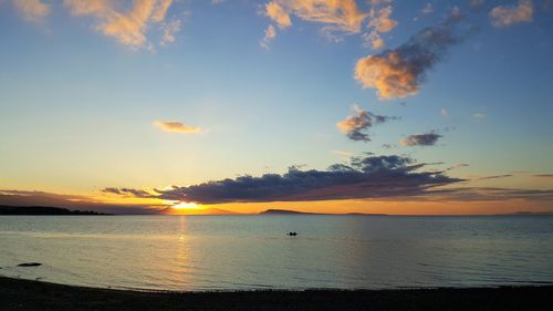 Scenic view of sea at sunset