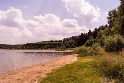 Scenic view of beach against sky
