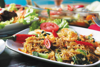 Close-up of meal served in plate