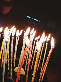 Close-up of candles on birthday cake