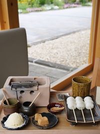 High angle view of coffee on table