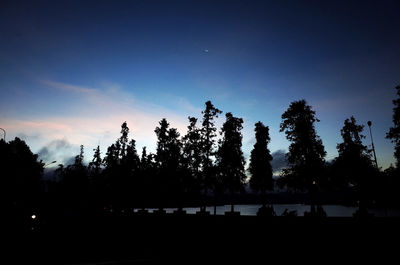 Silhouette trees against sky at sunset