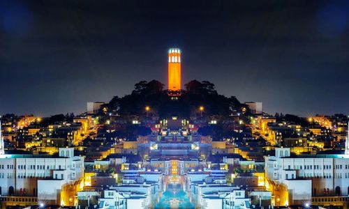 View of illuminated cityscape at night