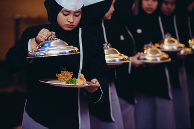 Man having food in restaurant