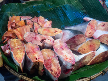 High angle view of fish for sale