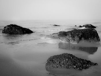 Scenic view of sea against clear sky