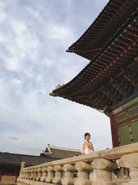 Low angle view of traditional building against sky