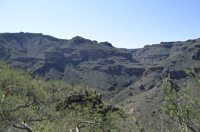 Scenic view of mountains against clear sky