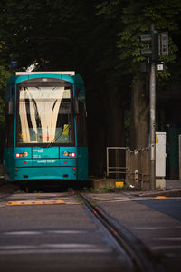 View of railroad tracks by street