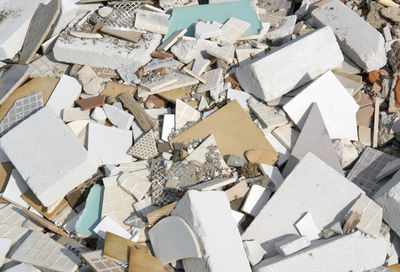 High angle view of garbage at construction site