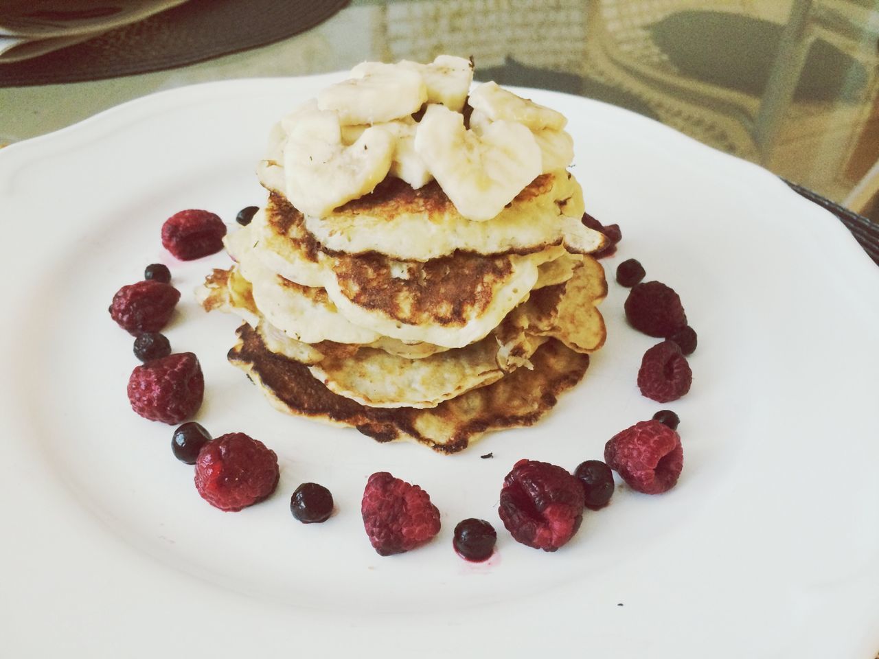 food and drink, food, freshness, sweet food, indoors, dessert, ready-to-eat, indulgence, still life, plate, unhealthy eating, fruit, strawberry, cake, temptation, raspberry, close-up, blueberry, pancake, serving size