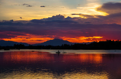 Idyllic shot of lake against sky during sunset