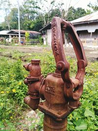 Close-up of rusty metal sculpture