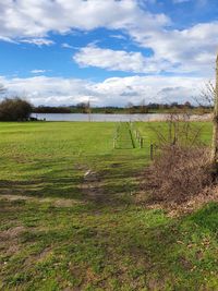 Scenic view of field against sky