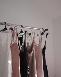 Low angle view of clothes drying on rack