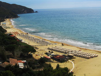 High angle view of beach against sky