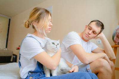 Mother and daughter at home