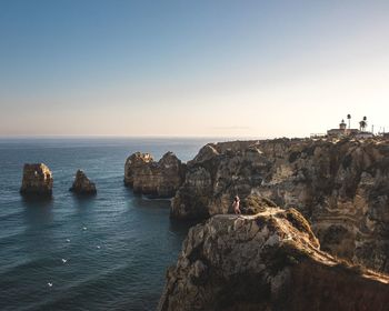 Scenic view of sea against clear sky