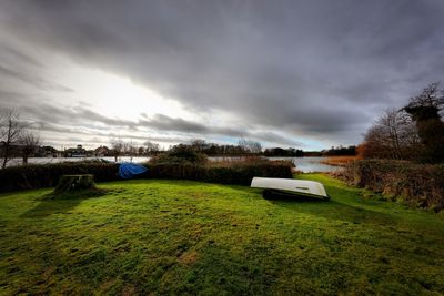 Scenic view of lake against sky