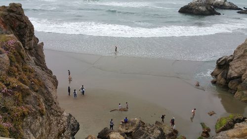 High angle view of people at beach