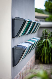 Postboxes on a wall