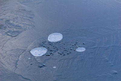 Full frame shot of wet glass during winter